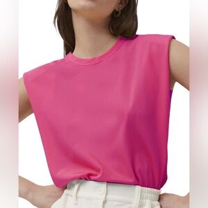 French Connection Shoulder Pad Crepe Tank Top